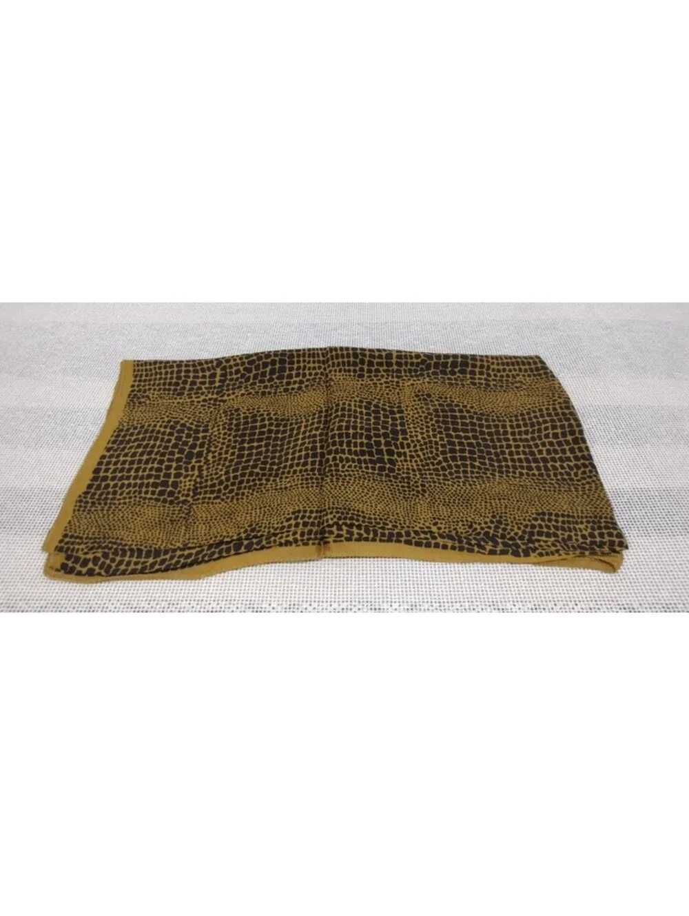 Vintage Silk Scarf 1980s New Wave Reptile Black Mocha Green Zashi India 39 x 39
